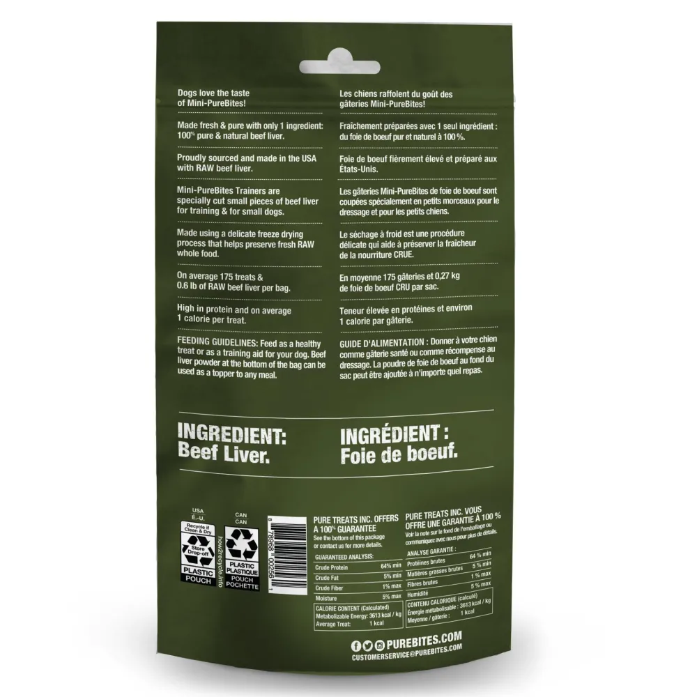 Purebites Freeze-Dried Treats^Mini Trainers Beef Liver Freeze-Dried Dog Treats, 3-oz