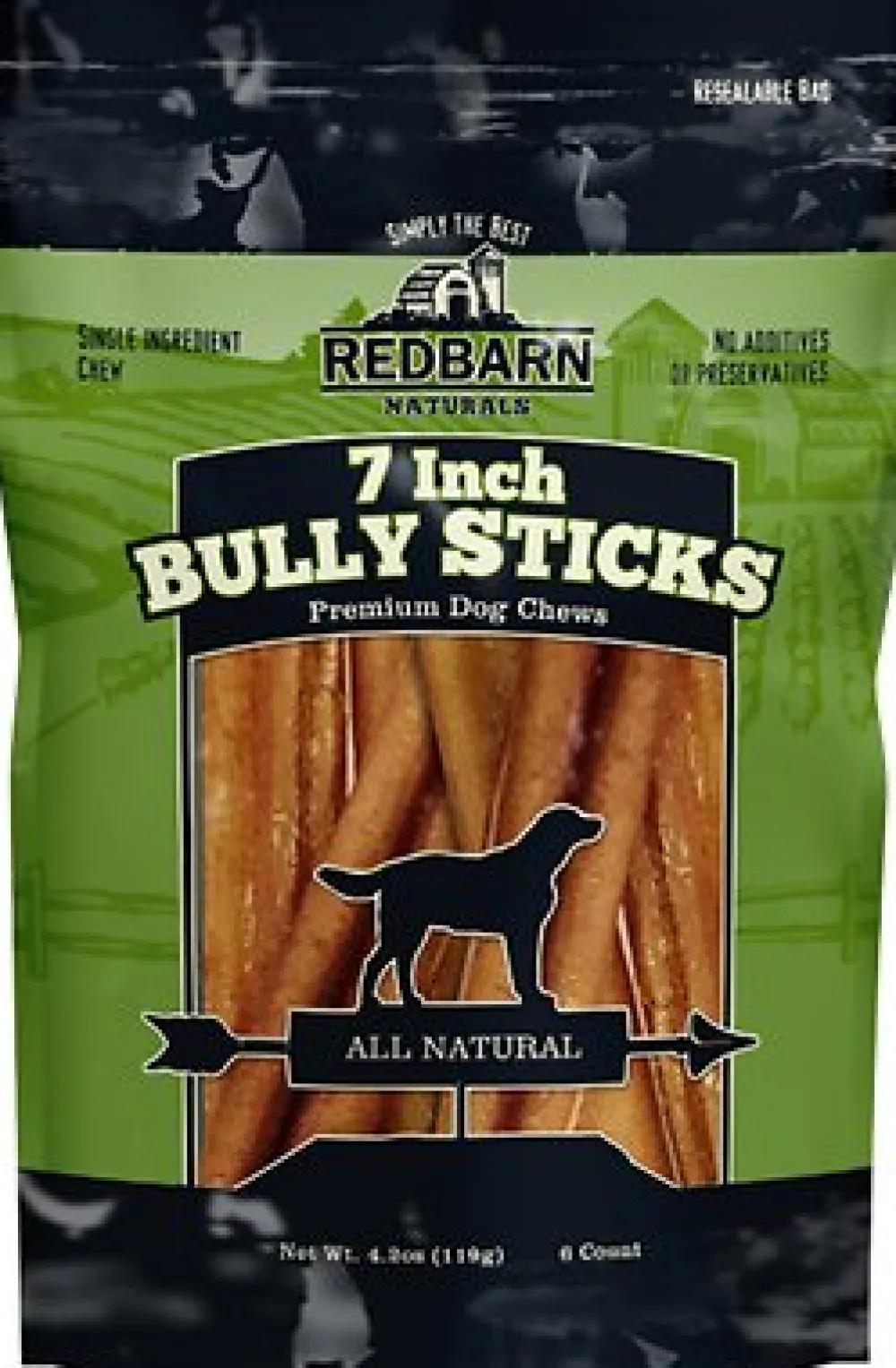 Redbarn Pet Products Bully Sticks & Natural Chews^Redbarn Bully Stick Dog Treats, 7-in, 6-count