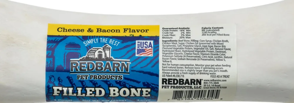 Redbarn Pet Products Bully Sticks & Natural Chews^Redbarn Large Cheese n' Bacon Filled Bones Dog Treats