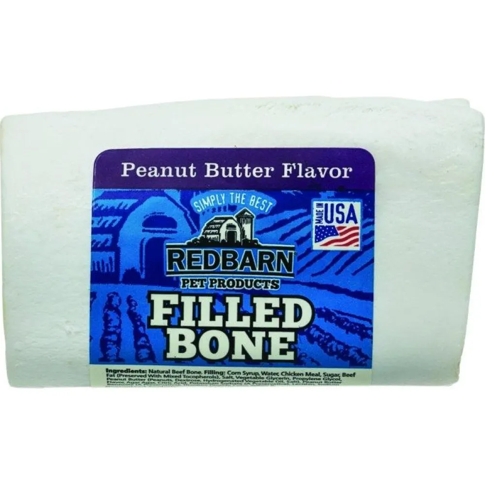 Redbarn Pet Products Bully Sticks & Natural Chews^Redbarn Peanut Butter Filled Bone Dog Treats, 3-in