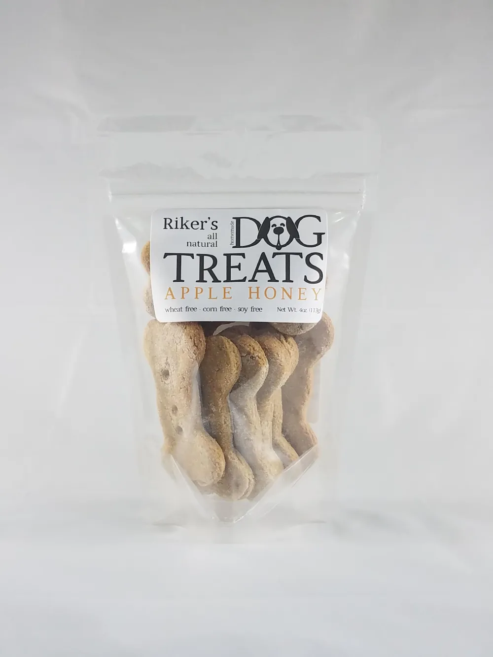 Riker's Dog Treats Biscuits & Crunchy Treats^Riker's Apple Honey Bones Dog Treats, 4-oz