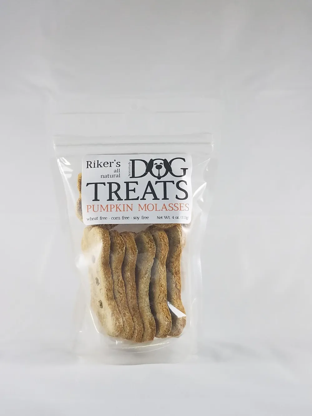 Riker's Dog Treats Biscuits & Crunchy Treats^Riker's Pumpkin Molasses Bones Dog Treats, 4-oz