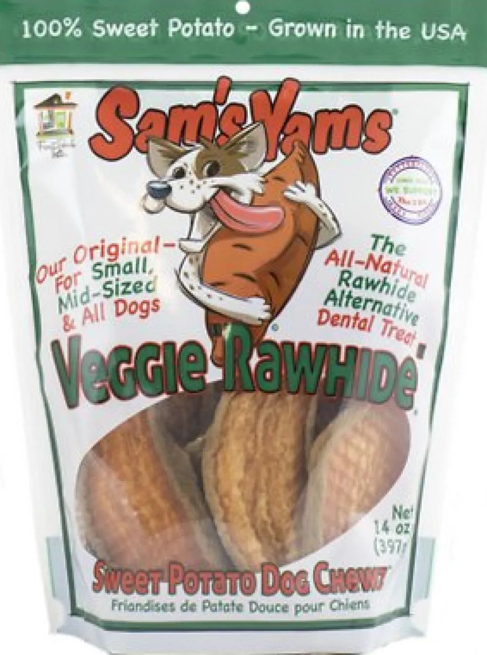 Sam's Yams Air-Dried & Dehydrated Treats^Veggie Rawhide Sweet Potato Dog Treats, 14-oz