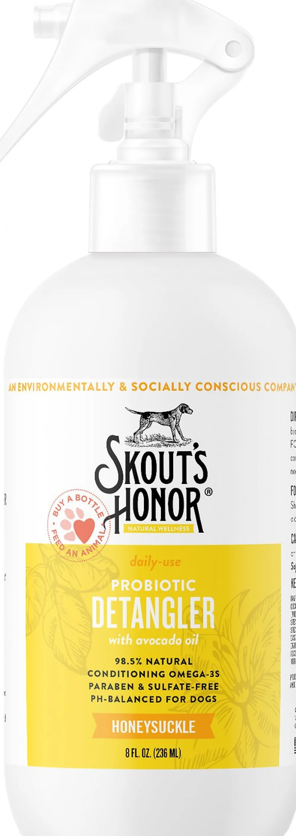 Skout's Honor Grooming | Grooming^Probiotic Honeysuckle Daily Use Pet Detangler, 8-oz bottle