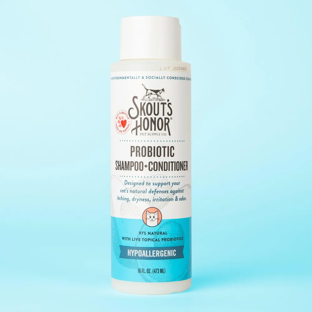 Skout's Honor Grooming | Grooming^Probiotic Shampoo + Conditioner Hypoallergenic for Cats, 16-oz