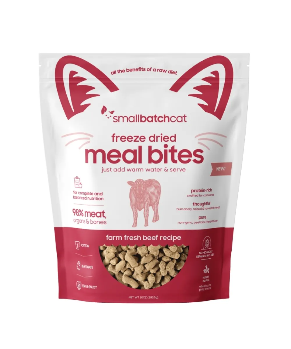 Smallbatch Freeze-Dried Food^Cat Mealbites Beef Freeze-Dried Cat Food, 10-oz