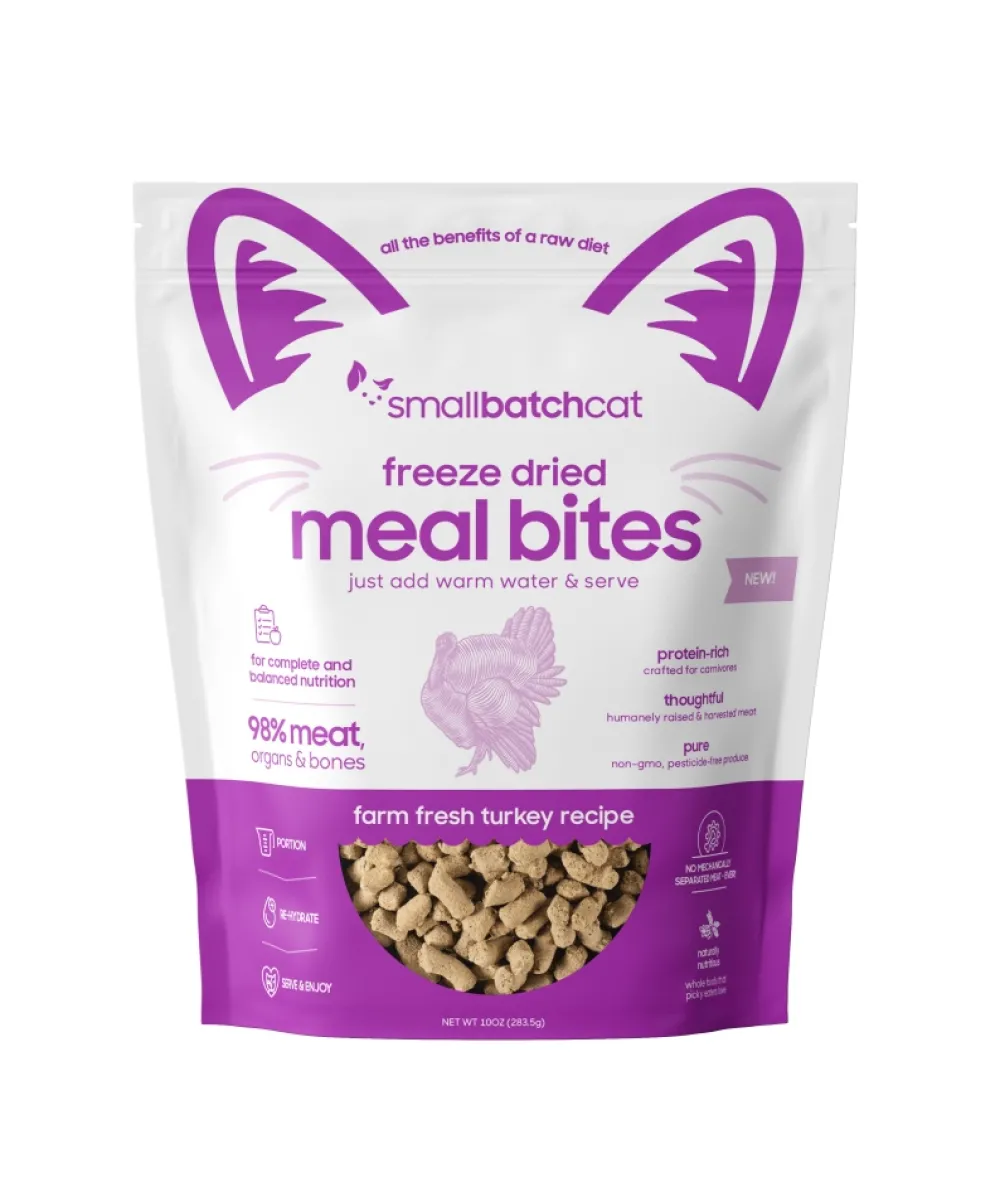 Smallbatch Freeze-Dried Food^Cat Mealbites Turkey Freeze-Dried Cat Food, 10-oz