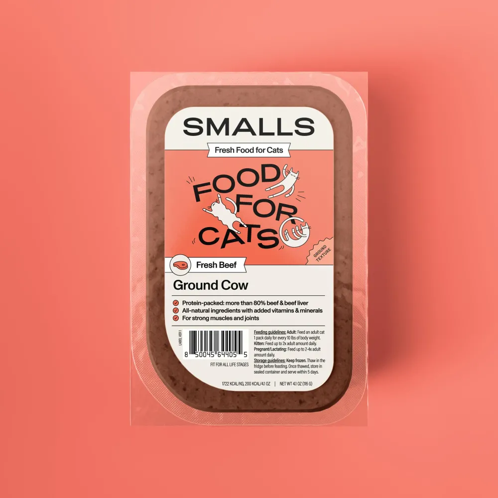 Smalls Frozen Food^Ground Cow Frozen Cat Food, 4.1-oz