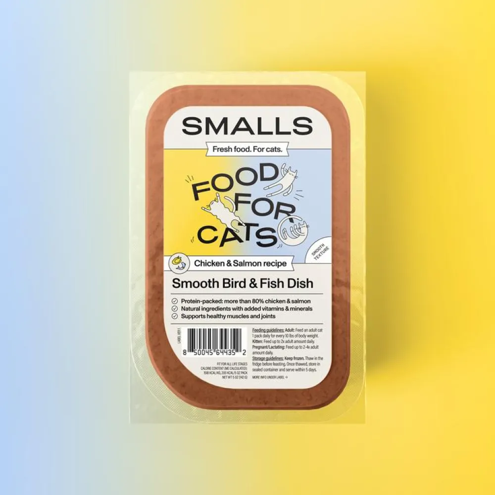 Smalls Frozen Food^Smooth Bird & Fish Dish Frozen Cat Food, 5-oz