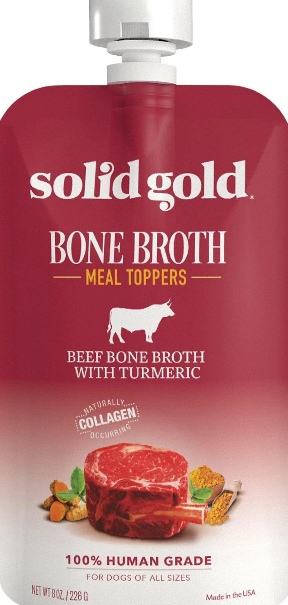 Solid Gold Food Toppings | Broth^Beef Bone Broth with Turmeric Dog Food Topper, 8-oz