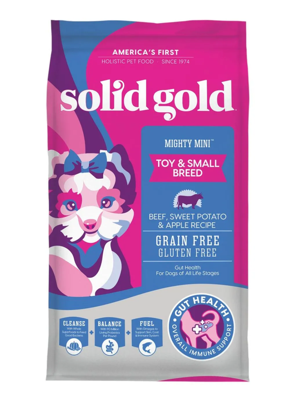 Solid Gold Dry Food^Mighty Mini Beef, Sweet Potato & Apple Toy & Small Breed Grain-Free Dry Dog Food, 4-lb