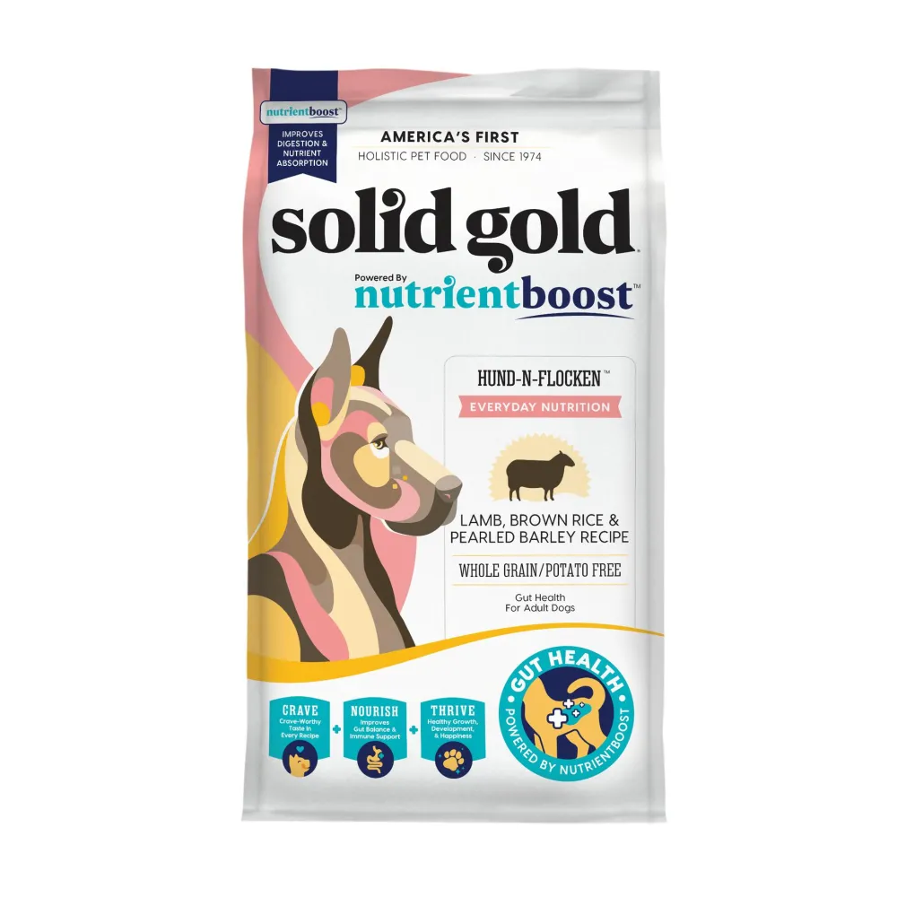 Solid Gold Dry Food^NutrientBoost Hund-N-Flocken Lamb, Brown Rice & Pearled Barley Dry Dog Food, 22-lb