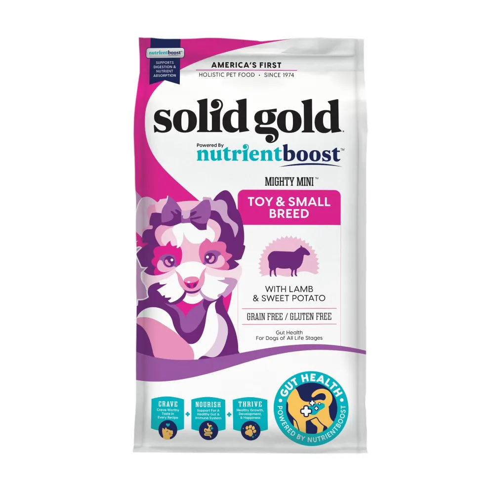 Solid Gold Dry Food^Nutrientboost Mighty Mini Lamb & Sweet Potato Toy & Small Breed Grain-Free Dry Dog Food, 3.75-lb
