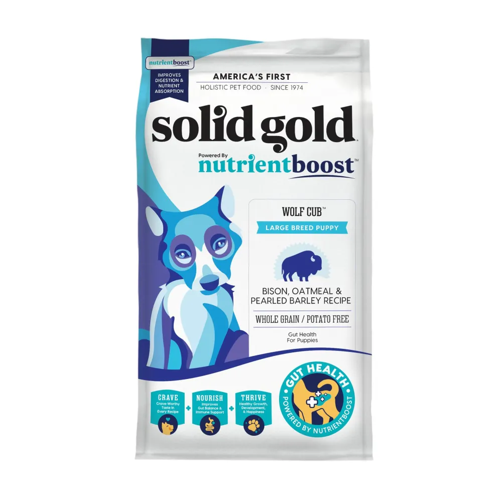 Solid Gold Dry Food^NutrientBoost Wolf Cub Bison, Oatmeal & Pearled Barley Dry Dog Food, 3.75-lb