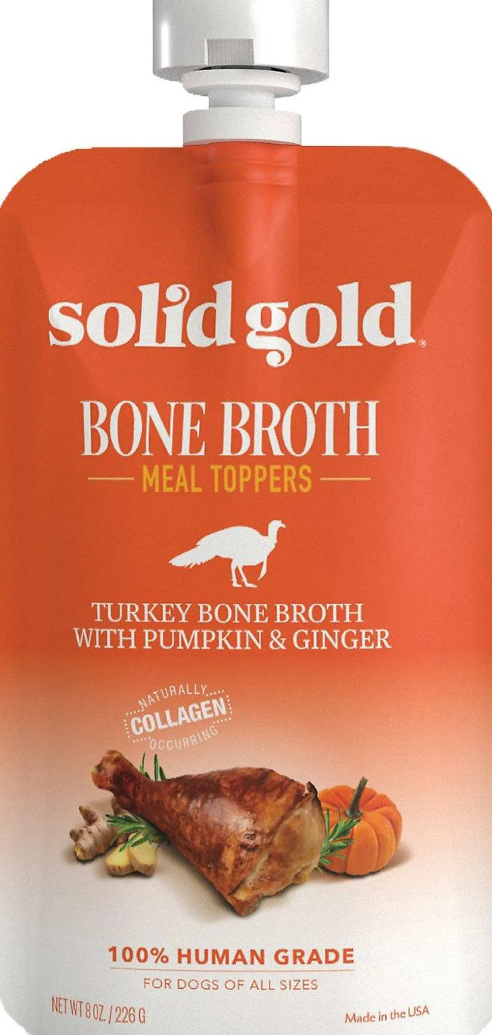 Solid Gold Food Toppings | Broth^Turkey Bone Broth with Pumpkin & Ginger Dog Food Topper, 8-oz