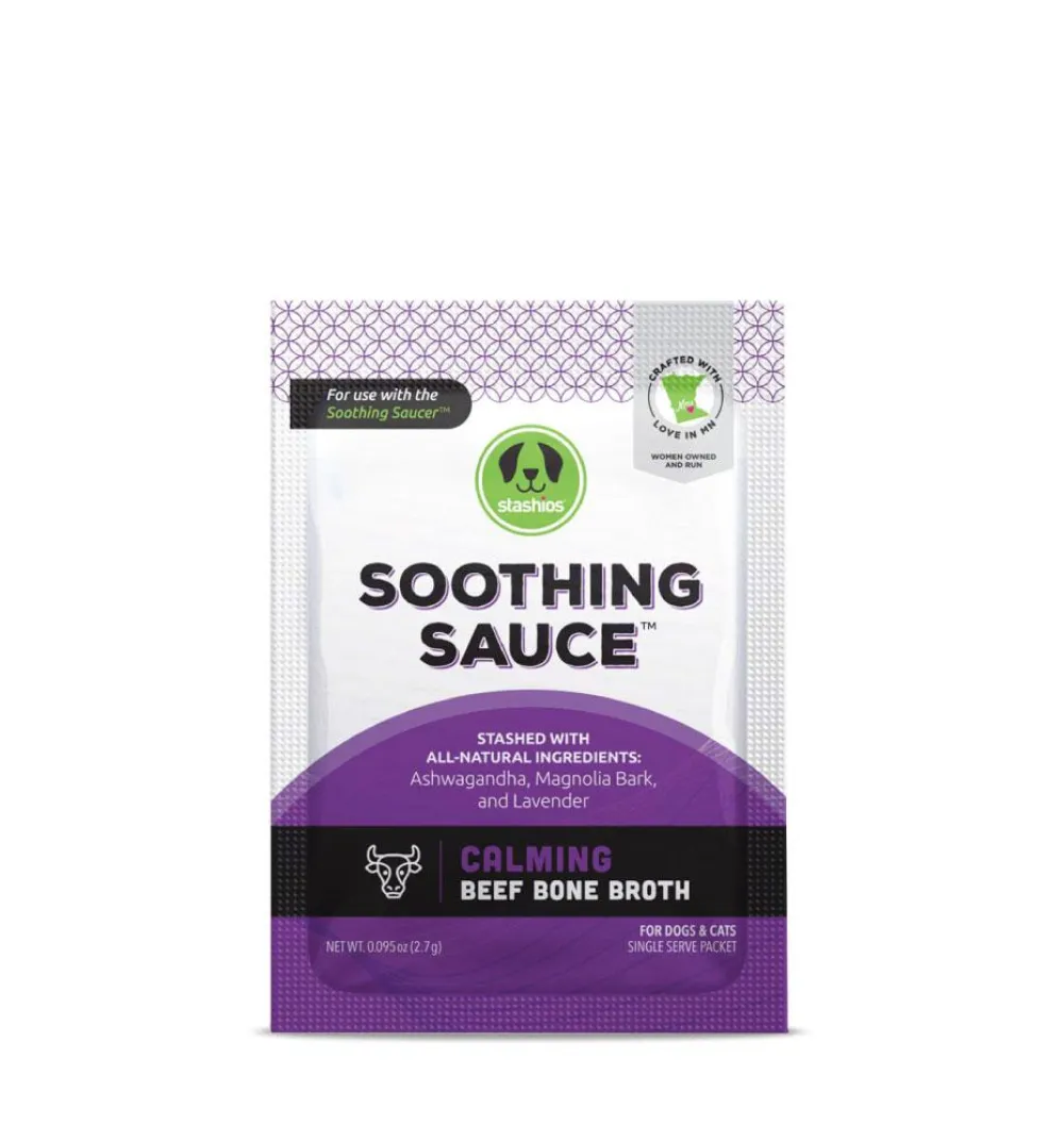 Stashios Food Toppings | Broth^Soothing Sauce Calming Beef Bone Broth for Dogs & Cats, 0.095-oz