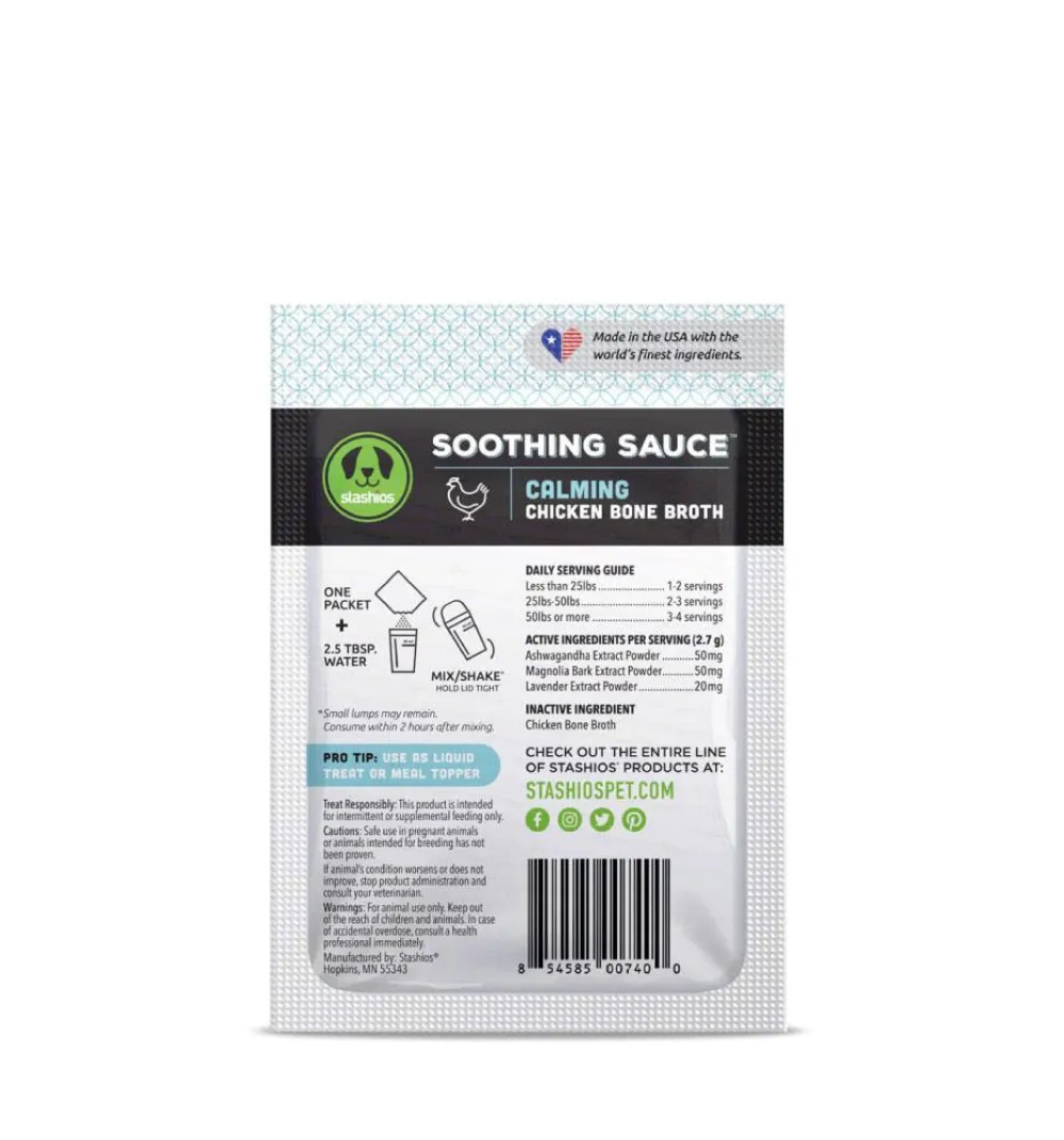 Stashios Food Toppings | Broth^Soothing Sauce Calming Chicken Bone Broth for Dogs & Cats, 0.095-oz