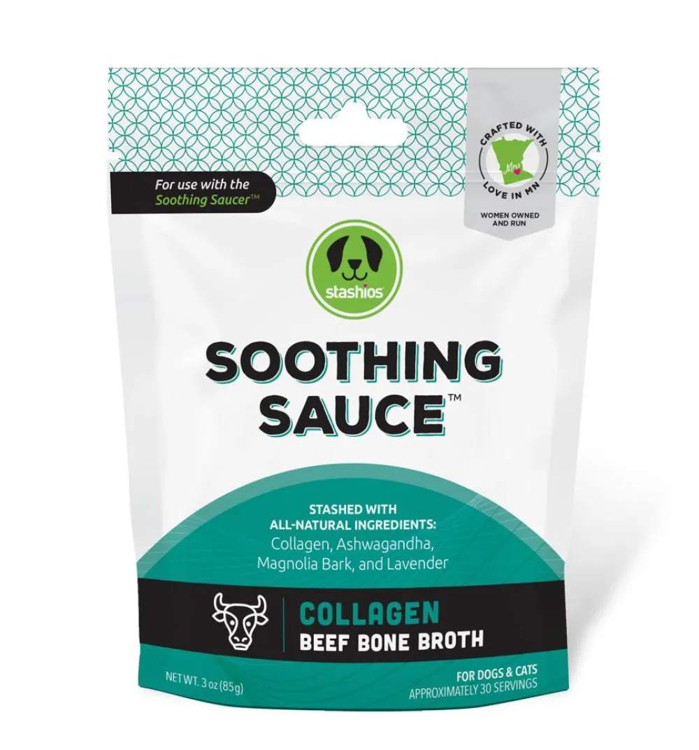 Stashios Food Toppings | Broth^Soothing Sauce Collagen Beef Bone Broth for Dogs & Cats, 3-oz