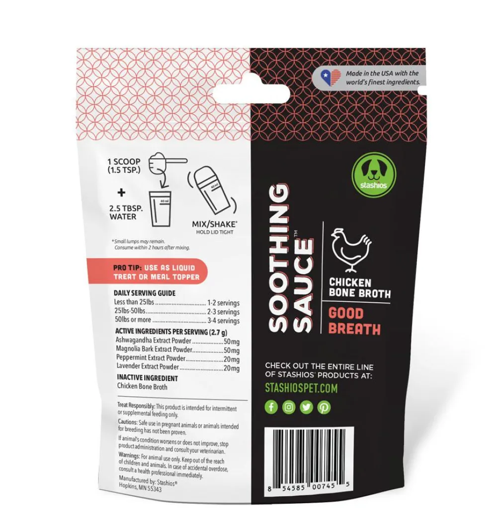 Stashios Food Toppings | Broth^Soothing Sauce Good Breath Chicken Bone Broth for Dogs, 3-oz