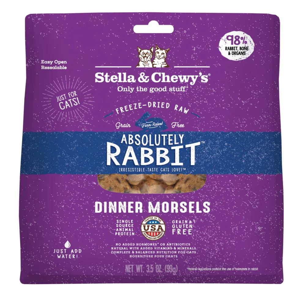 Stella & Chewy's Freeze-Dried Food^Absolutely Rabbit Dinner Morsels Raw Freeze-Dried Cat Food, 3.5-oz