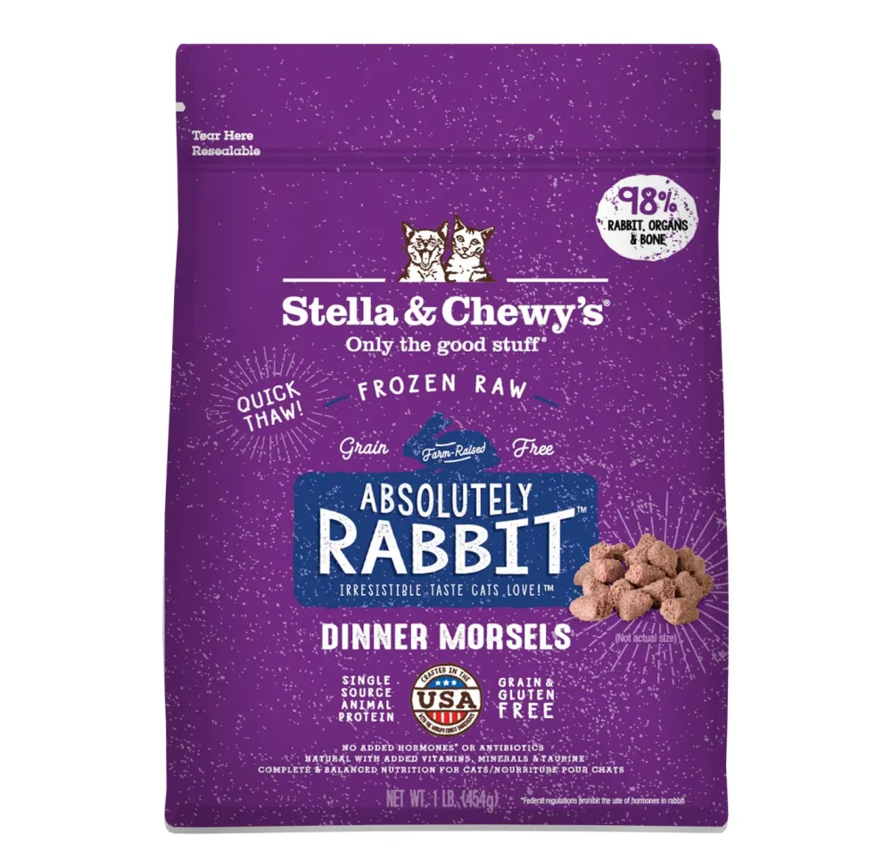 Stella & Chewy's Frozen Food^Absolutely Rabbit Dinner Morsels Raw Frozen Cat Food, 1-lb