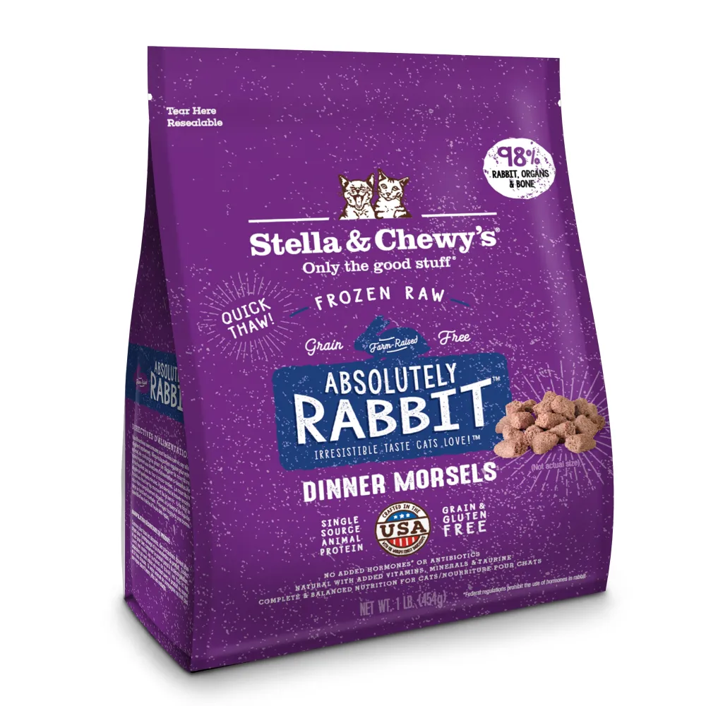 Stella & Chewy's Frozen Food^Absolutely Rabbit Dinner Morsels Raw Frozen Cat Food, 1-lb