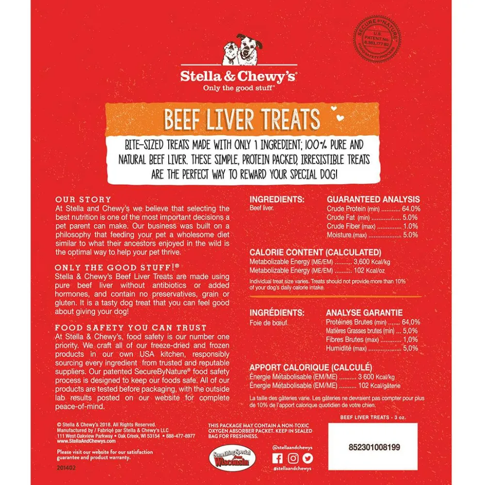 Stella & Chewy's Freeze-Dried Treats^Beef Liver Freeze-Dried Dog Treats, 3-oz