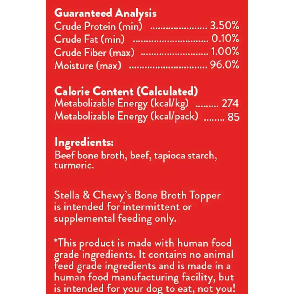 Stella & Chewy's Food Toppings | Broth^Broth Topper Grass-Fed Beef for Dogs, 11-oz