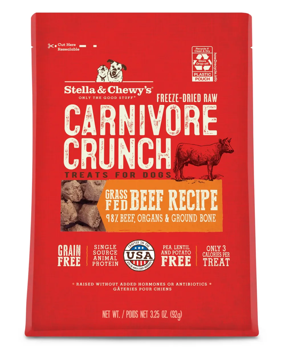 Stella & Chewy's Freeze-Dried Treats^Carnivore Crunch Grass-Fed Beef Freeze-Dried Dog Treats, 3.25-oz
