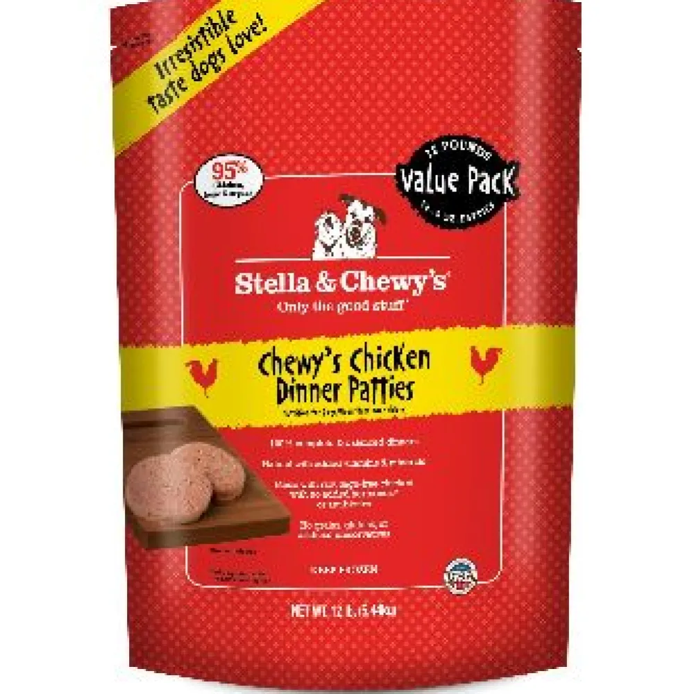 Stella & Chewy's Frozen Food^Chewy's Chicken Dinner Patties Grain-Free Raw Frozen Dog Food, 12-lb