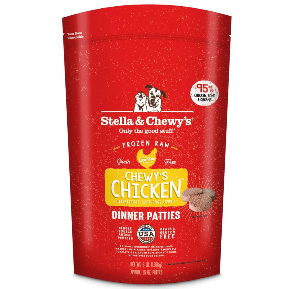 Stella & Chewy's Frozen Food^Chewy's Chicken 1.5-oz Dinner Patties Grain-Free Raw Frozen Dog Food, 3-lb