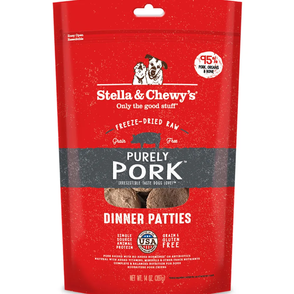 Stella & Chewy's Freeze-Dried Food^Dinner Patties Freeze-Dried Dog Food, Purely Pork, 14-oz