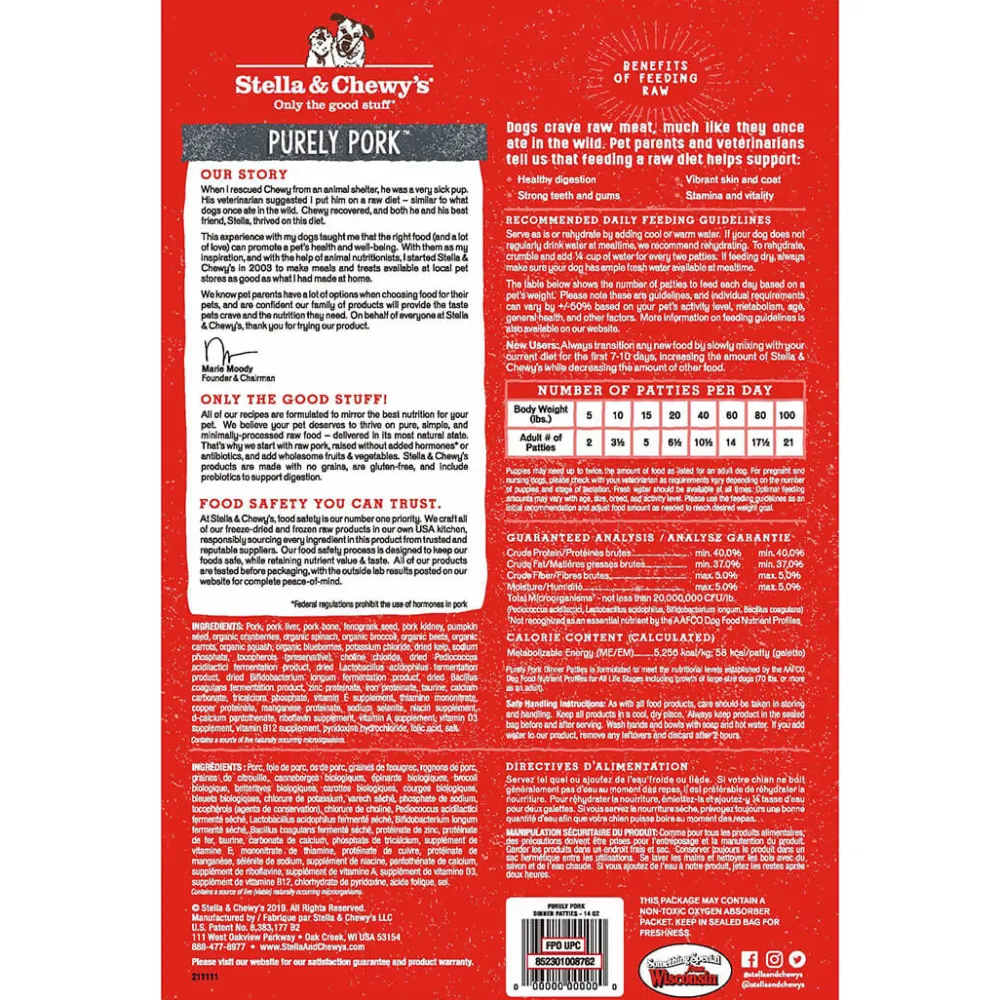 Stella & Chewy's Freeze-Dried Food^Dinner Patties Freeze-Dried Dog Food, Purely Pork, 14-oz
