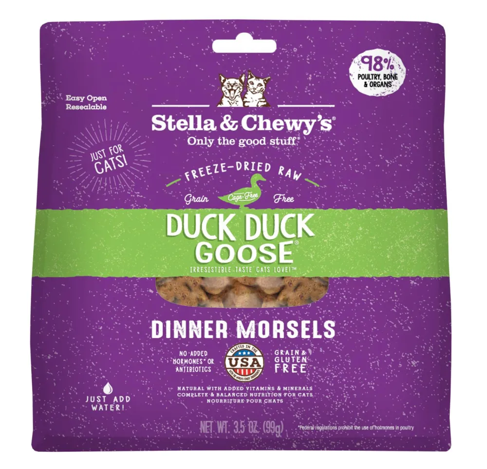 Stella & Chewy's Freeze-Dried Food^Duck Duck Goose Dinner Morsels Grain-Free Freeze-Dried Cat Food, 3.5-oz