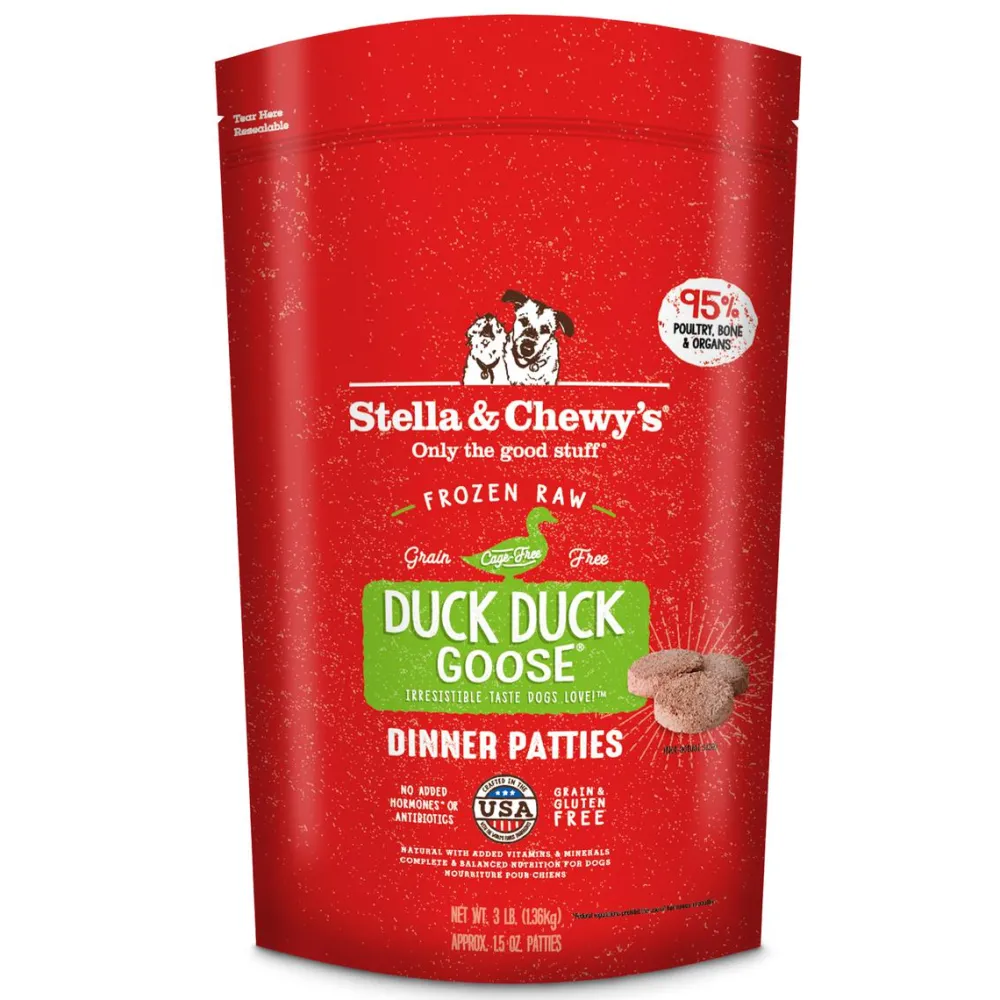 Stella & Chewy's Frozen Food^Duck Duck Goose 1.5-oz Dinner Patties Grain-Free Raw Frozen Dog Food, 3-lb