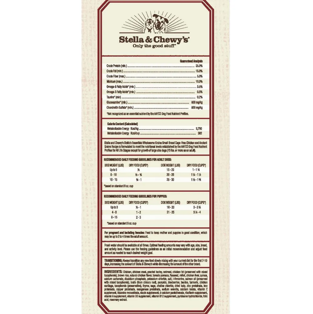 Stella & Chewy's Dry Food^Essentials Wholesome Grains Lamb & Ancient Grains Dry Dog Food, 25-lb