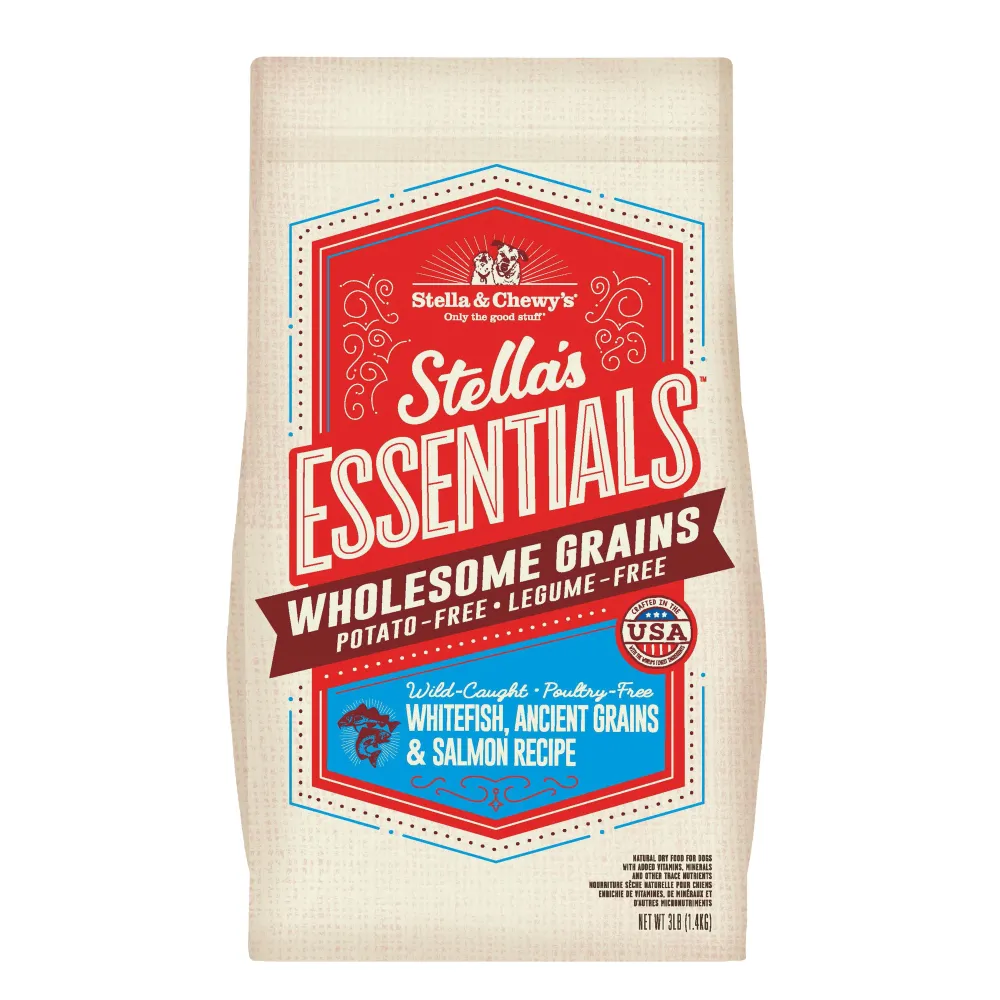 Stella & Chewy's Dry Food^Essentials Wholesome Grains Whitefish, Salmon & Ancient Grains Dry Dog Food, 3-lb