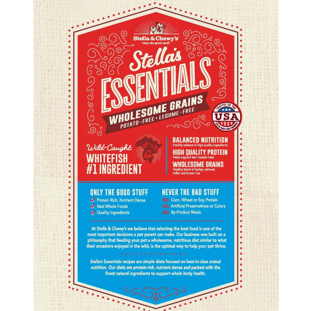Stella & Chewy's Dry Food^Essentials Wholesome Grains Whitefish, Salmon & Ancient Grains Dry Dog Food, 3-lb