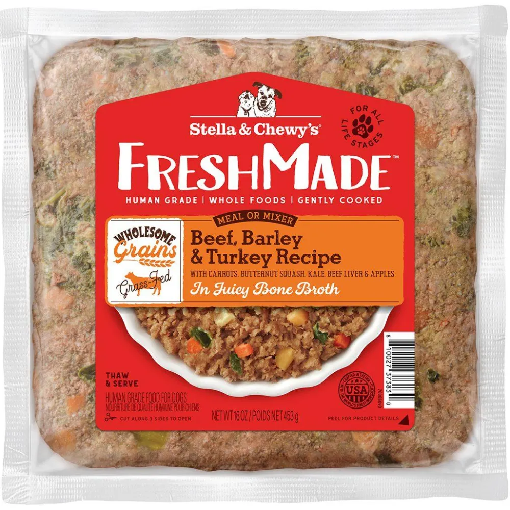 Stella & Chewy's Frozen Food^FreshMade Beef, Barley & Turkey Gently Cooked Frozen Dog Food, 16-oz
