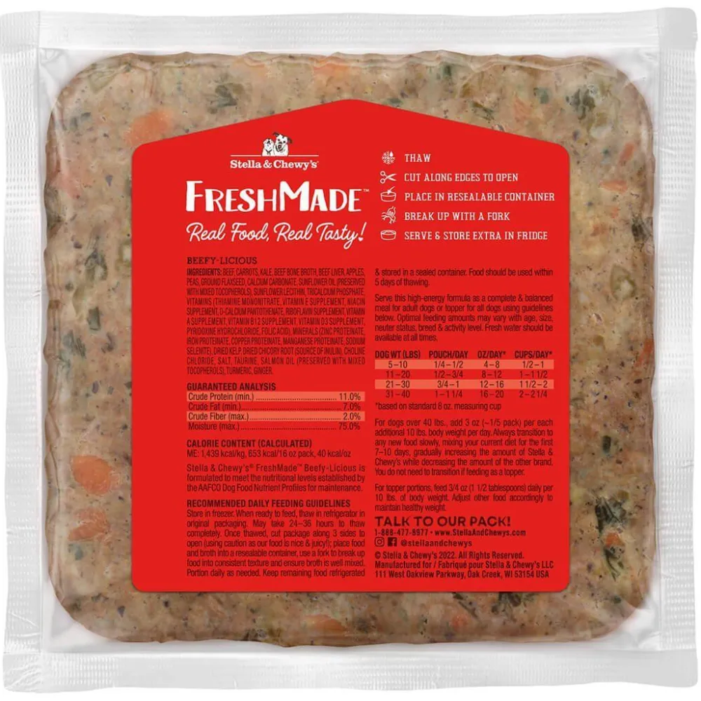 Stella & Chewy's Frozen Food^FreshMade Beefy-Licious Gently Cooked Frozen Dog Food, 16-oz