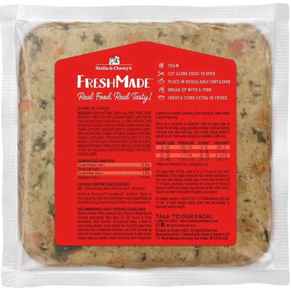 Stella & Chewy's Frozen Food^FreshMade Gobblin' Good Gently Cooked Frozen Dog Food, 16-oz