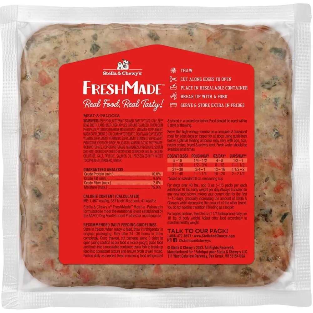Stella & Chewy's Frozen Food^FreshMade Meat-a-Palooza Gently Cooked Frozen Dog Food, 16-oz