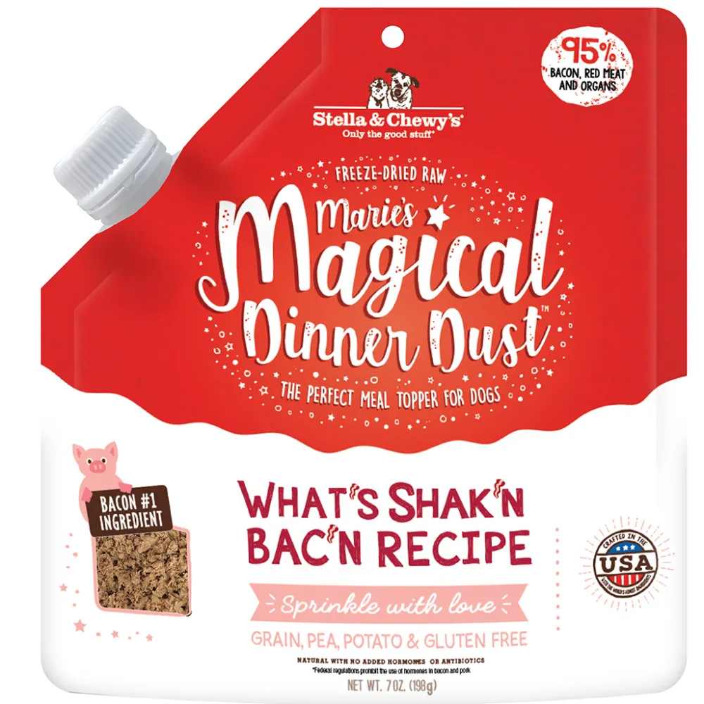 Stella & Chewy's Food Toppings^Marie's Magical Dinner Dust What’s Shak’n Bac’n Freeze-Dried Dog Food Topper, 7-oz