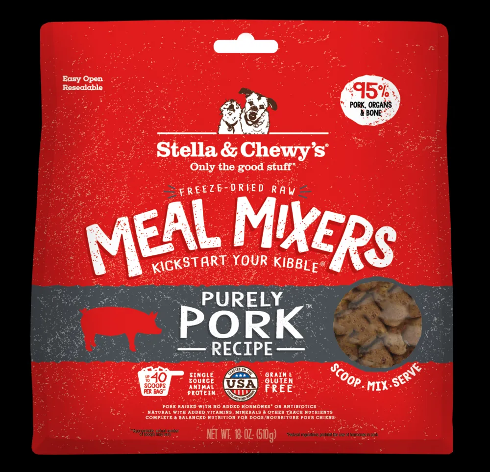 Stella & Chewy's Food Toppings^Meal Mixers Freeze-Dried Dog Food Topper, Purely Pork, 3.5-oz