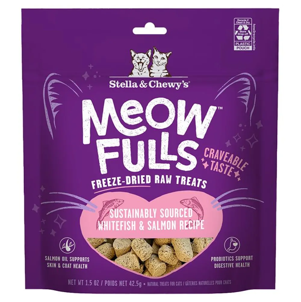 Stella & Chewy's Freeze-Dried Treats^Meowfulls Whitefish & Salmon Freeze-Dried Cat Treats, 1.5-oz