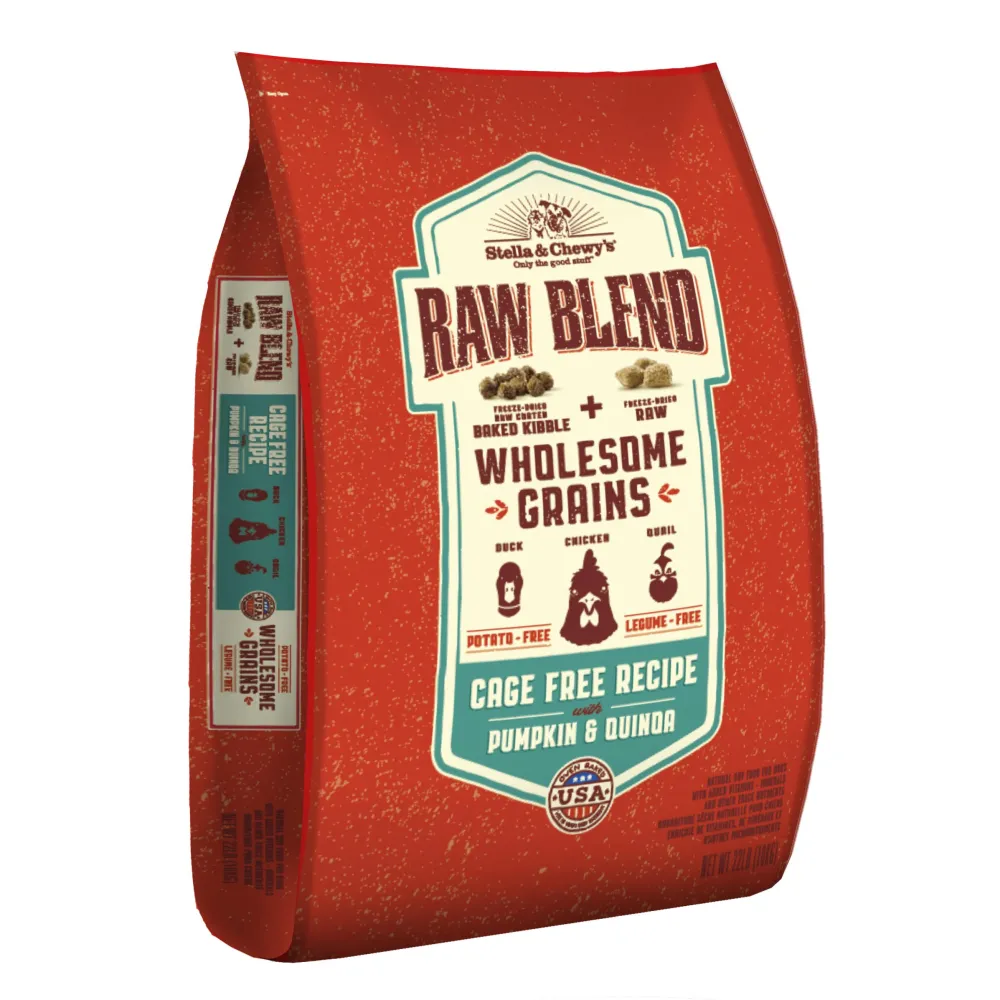 Stella & Chewy's Dry Food^Raw Blend Wholesome Grains Cage-Free Recipe with Pumpkin & Quinoa Dry Dog Food, 22-lb