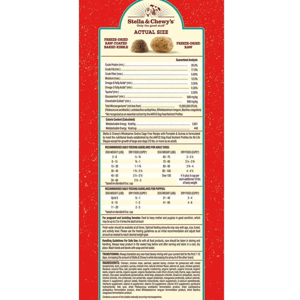 Stella & Chewy's Dry Food^Raw Blend Wholesome Grains Cage-Free Recipe with Pumpkin & Quinoa Dry Dog Food, 22-lb