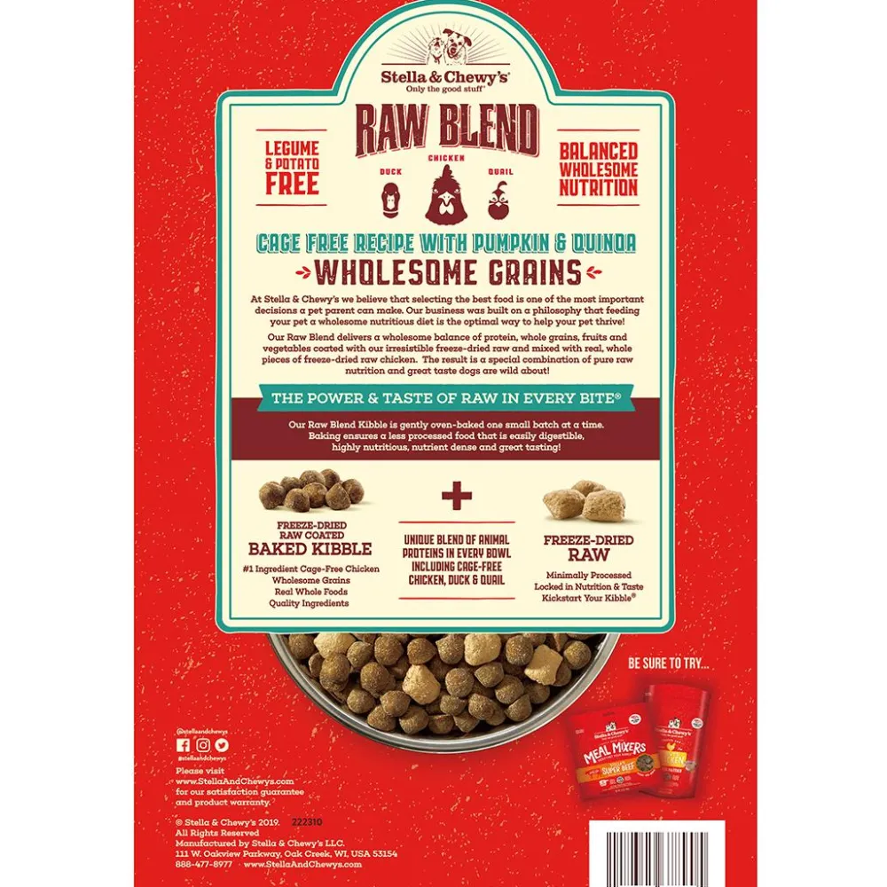 Stella & Chewy's Dry Food^Raw Blend Wholesome Grains Cage-Free Recipe with Pumpkin & Quinoa Dry Dog Food, 22-lb