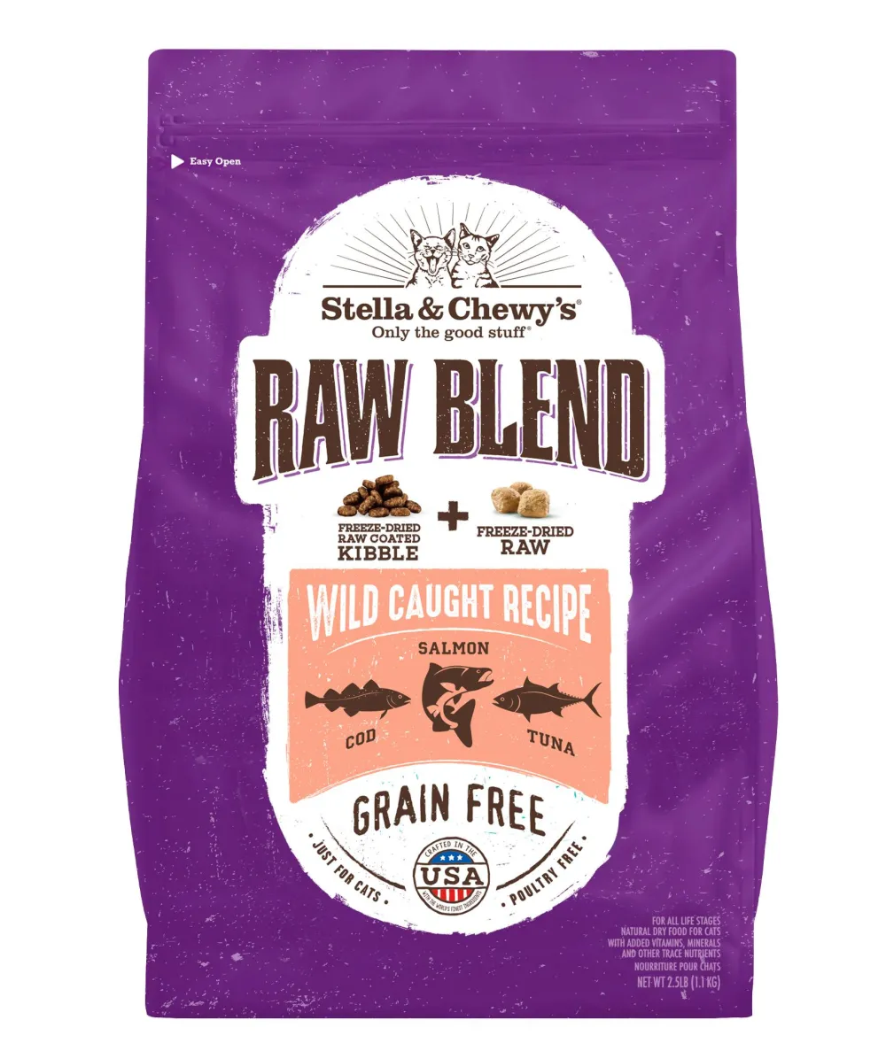Stella & Chewy's Dry Food^Raw Blend Wild Caught Salmon Dry Cat Food, 2.5-lb