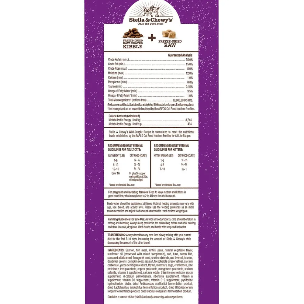 Stella & Chewy's Dry Food^Raw Blend Wild Caught Salmon Dry Cat Food, 2.5-lb